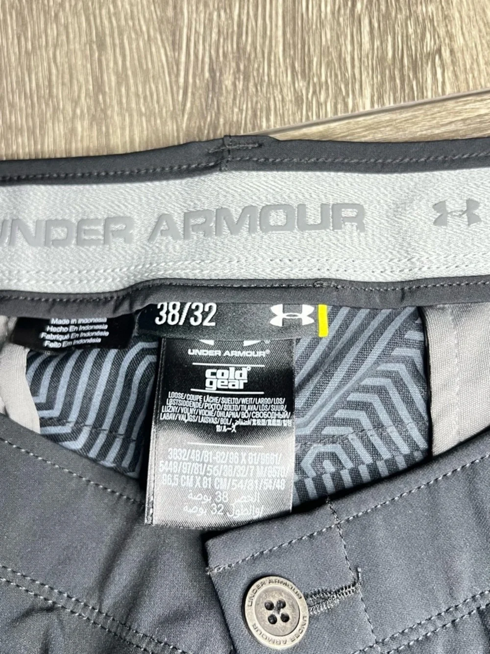 Under Armour Pants Coldgear Golf Performance Blk Stretch Flat Front Men's 38x32